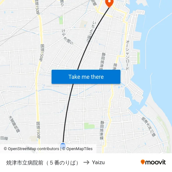 焼津市立病院前（５番のりば） to Yaizu map