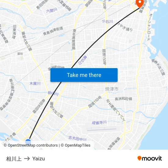 相川上 to Yaizu map