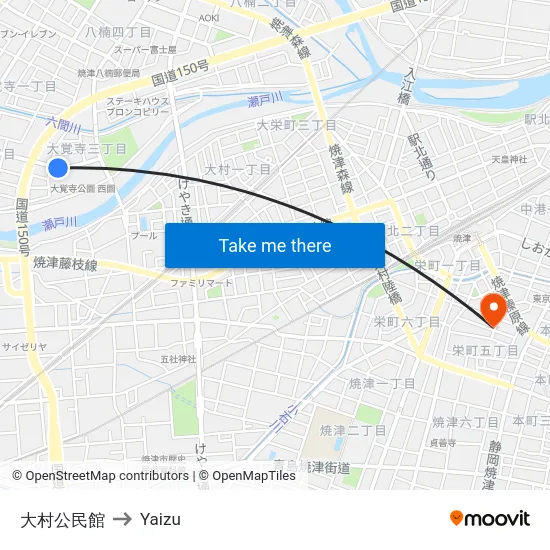 大村公民館 to Yaizu map