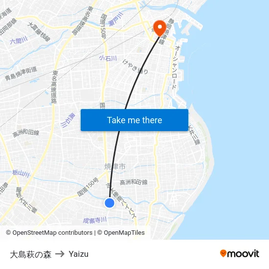大島萩の森 to Yaizu map