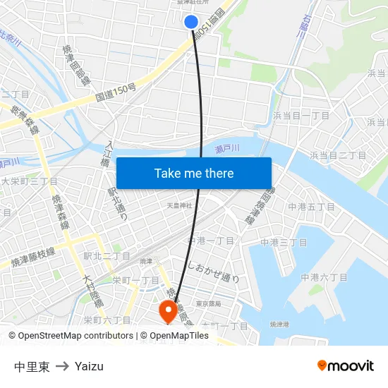 Nakazato East to Yaizu map