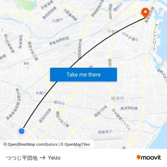 つつじ平団地 to Yaizu map