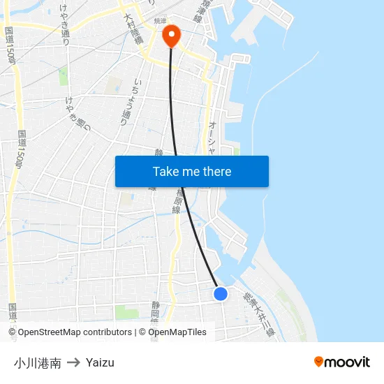 小川港南 to Yaizu map