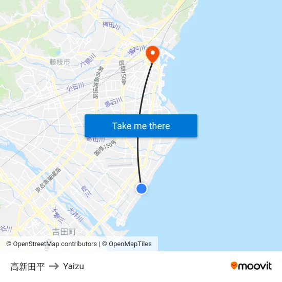 高新田平 to Yaizu map
