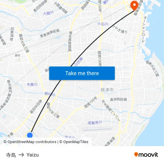 Terashima to Yaizu map