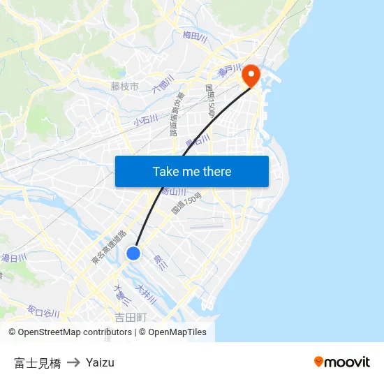 富士見橋 to Yaizu map