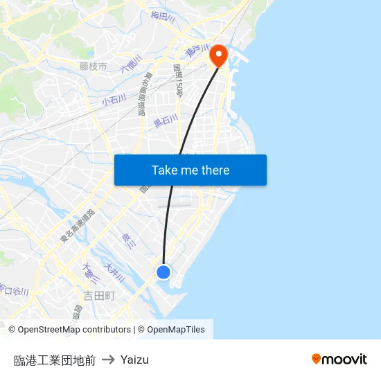 臨港工業団地前 to Yaizu map