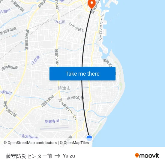藤守防災センター前 to Yaizu map