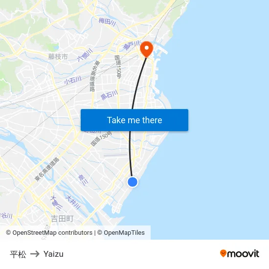 平松 to Yaizu map