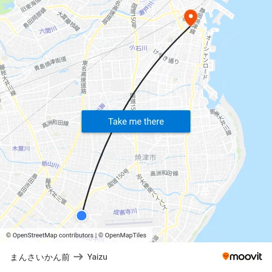 まんさいかん前 to Yaizu map