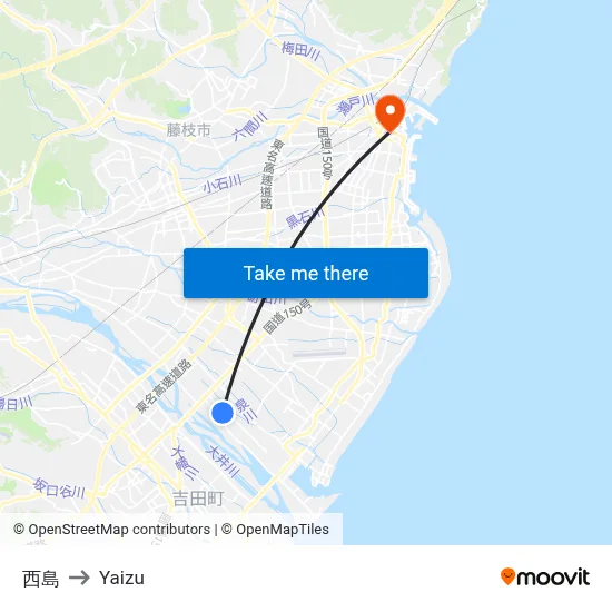 西島 to Yaizu map