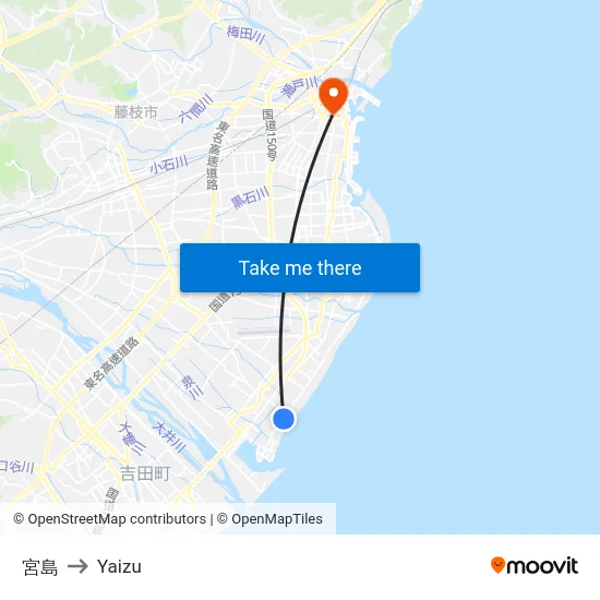 宮島 to Yaizu map