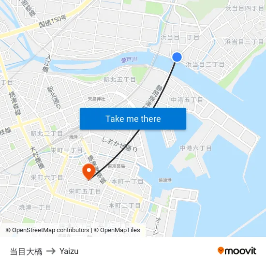 当目大橋 to Yaizu map