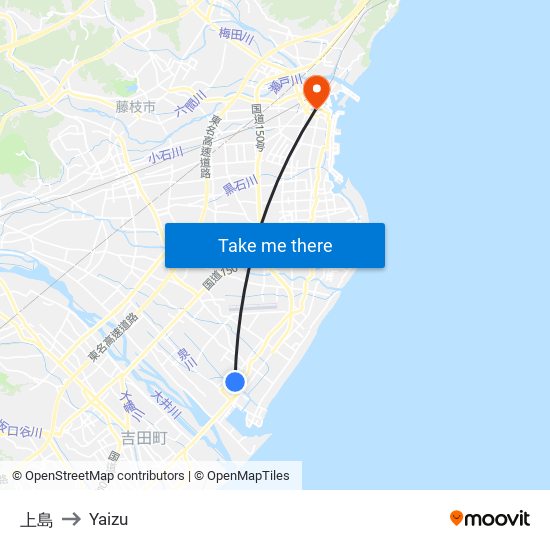 上島 to Yaizu map