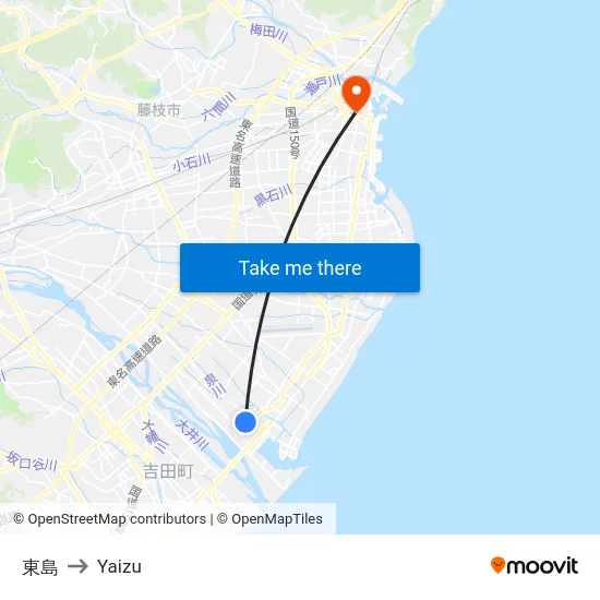 東島 to Yaizu map