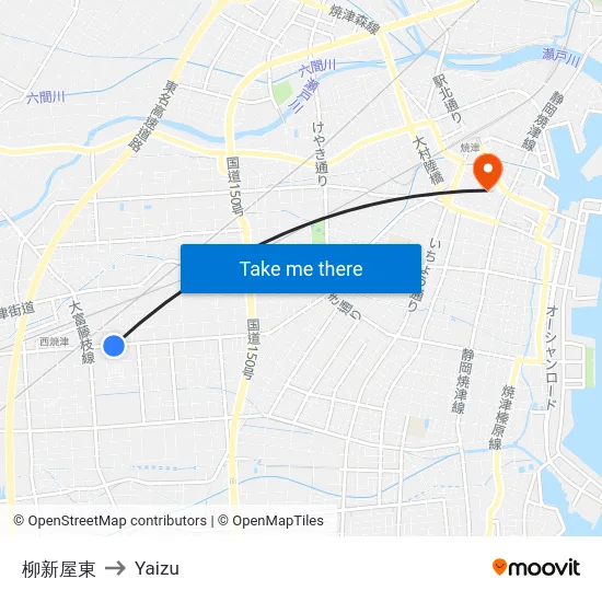 柳新屋東 to Yaizu map