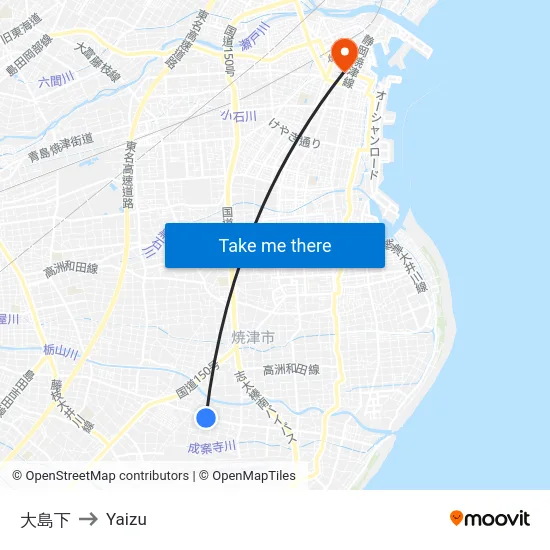 大島下 to Yaizu map