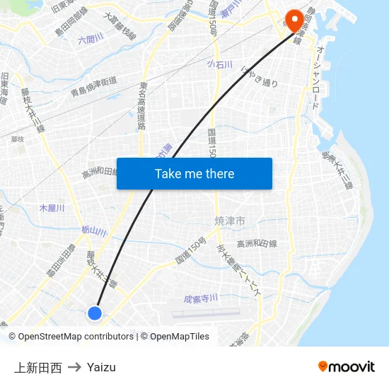 上新田西 to Yaizu map