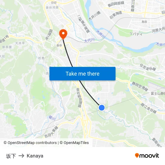 坂下 to Kanaya map