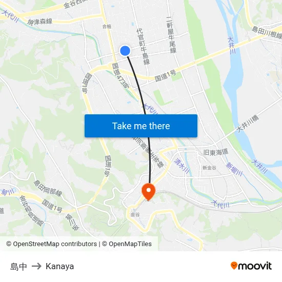 Shima-naka to Kanaya map