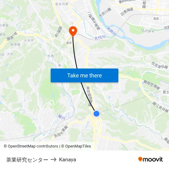 茶業研究センター to Kanaya map