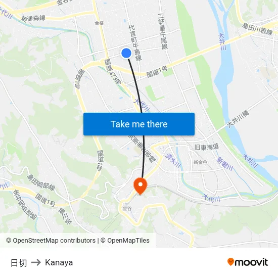 Hikiri to Kanaya map