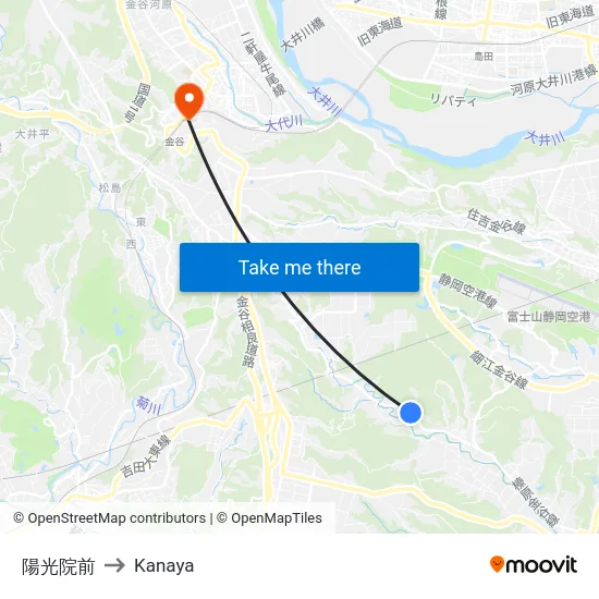 陽光院前 to Kanaya map