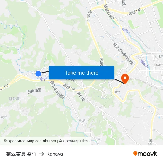 Kikusui Tea Cooperative Front to Kanaya map