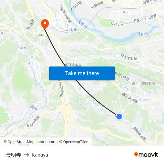 Saimyo Temple to Kanaya map