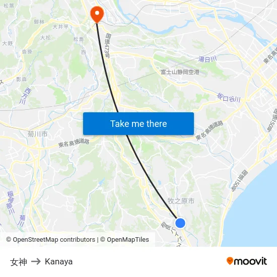 女神 to Kanaya map