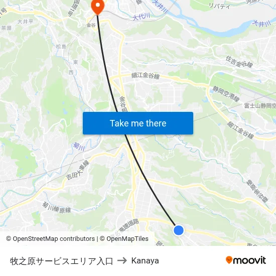 Makinohara Service Area Entrance to Kanaya map