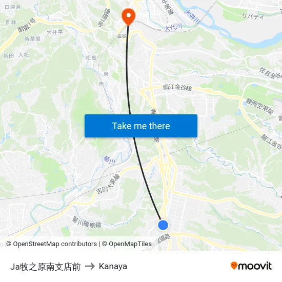 JA Makinohara South Branch Front to Kanaya map