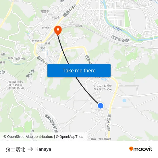 猪土居北 to Kanaya map