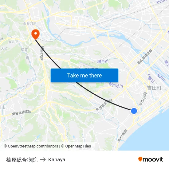榛原総合病院 to Kanaya map