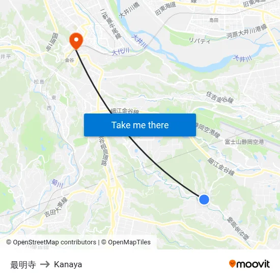 Saimyo Temple to Kanaya map
