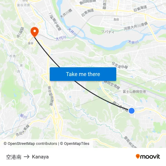 空港南 to Kanaya map