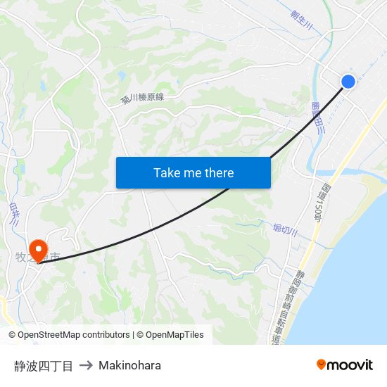 静波四丁目 to Makinohara map