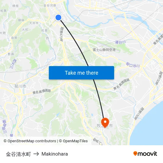 Kanaya Shimizu-cho to Makinohara map