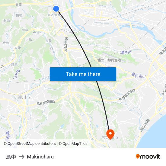 島中 to Makinohara map