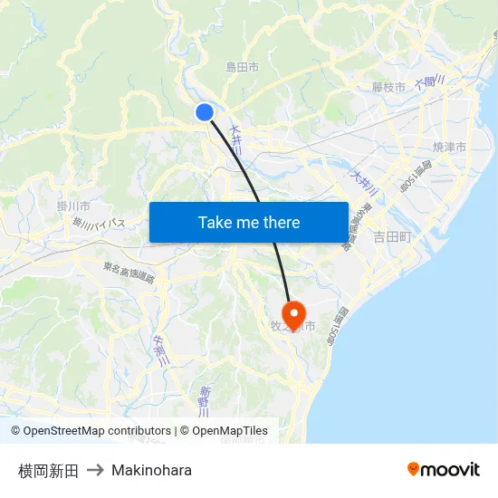 Yokooka Shinden to Makinohara map