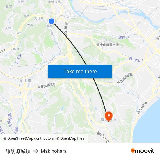 諏訪原城跡 to Makinohara map