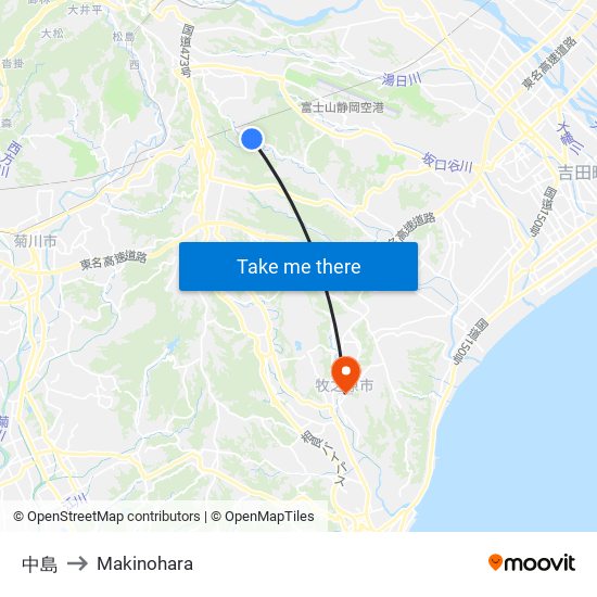 中島 to Makinohara map