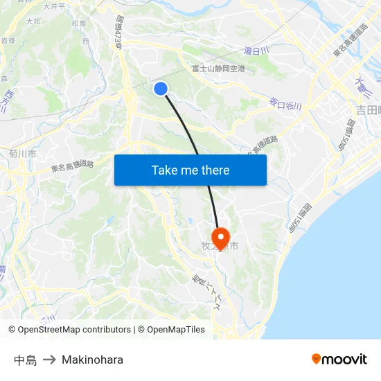 Nakajima to Makinohara map