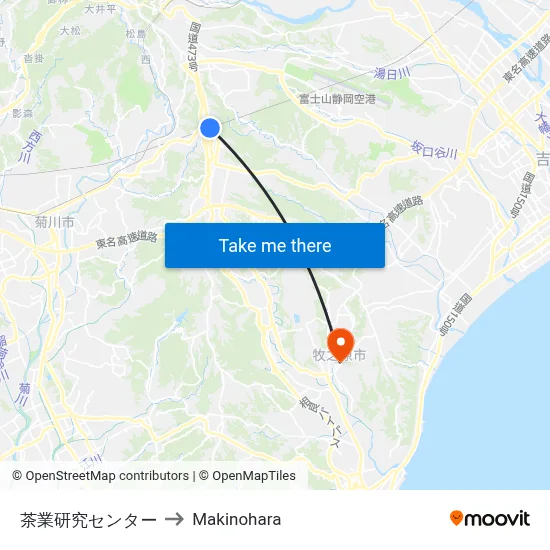 Tea Research Center to Makinohara map