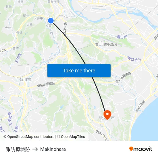 諏訪原城跡 to Makinohara map
