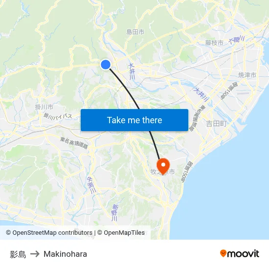 Kageshima to Makinohara map