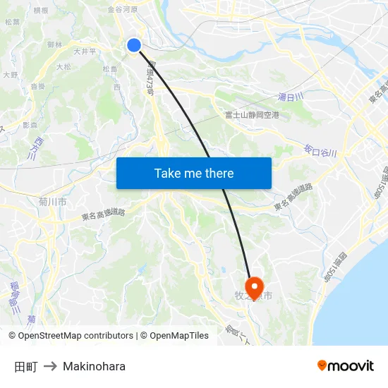 Tamachi to Makinohara map