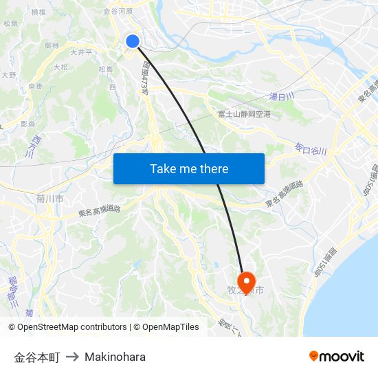 金谷本町 to Makinohara map