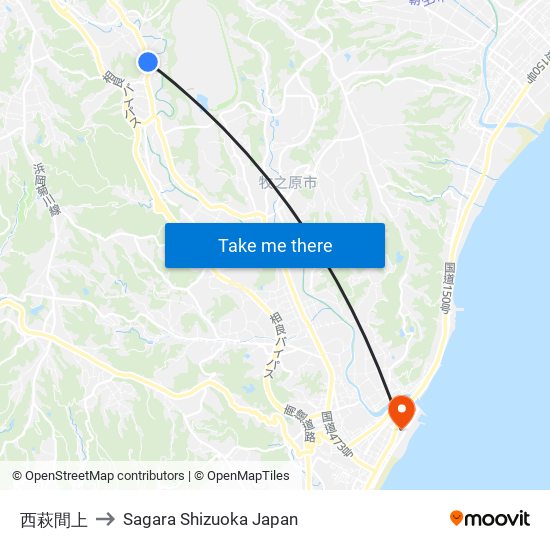 西萩間上 to Sagara Shizuoka Japan map