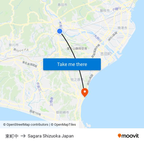 東町中 to Sagara Shizuoka Japan map